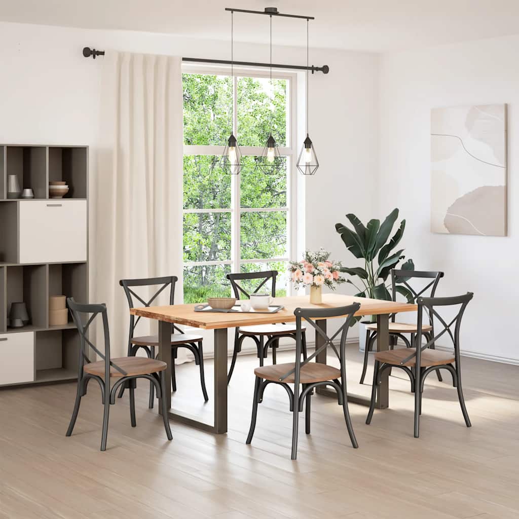 Spisebordben U-formet 2 stk naturstål 90 x (72-73) cm stål