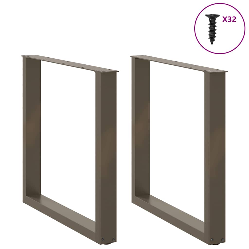 Spisebordben U-formet 2 stk naturstål 90 x (72-73) cm stål