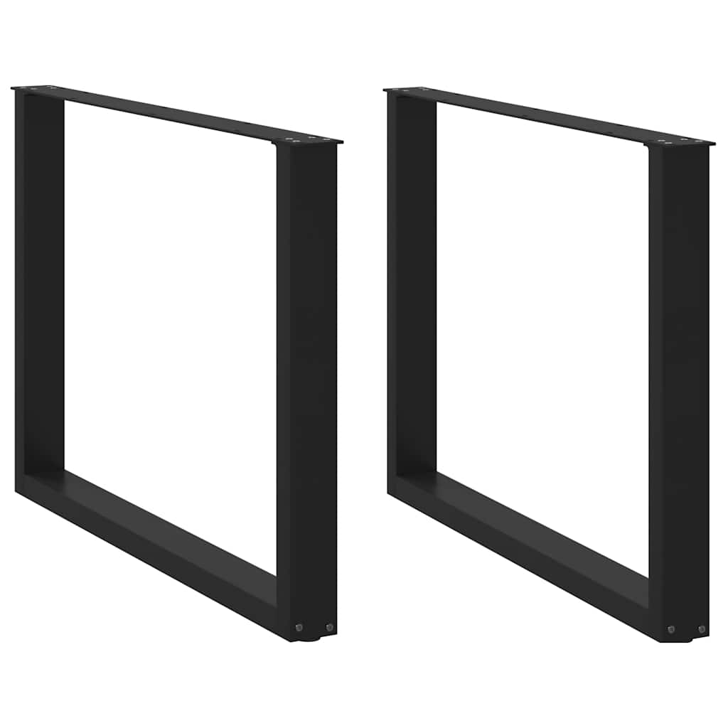 Spisebordben U-formet 2 stk svart 100x(72-73) cm stål