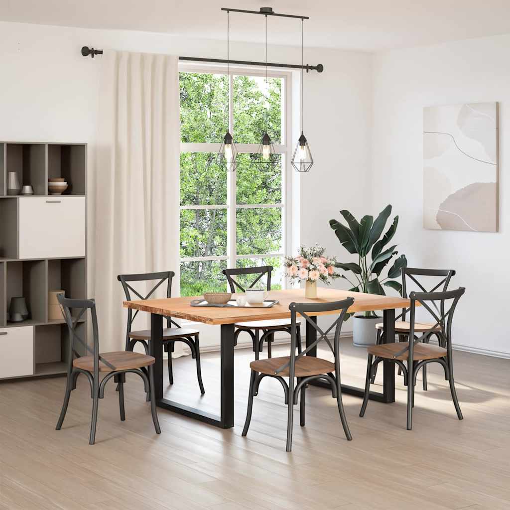 Spisebordben U-formet 2 stk svart 100x(72-73) cm stål