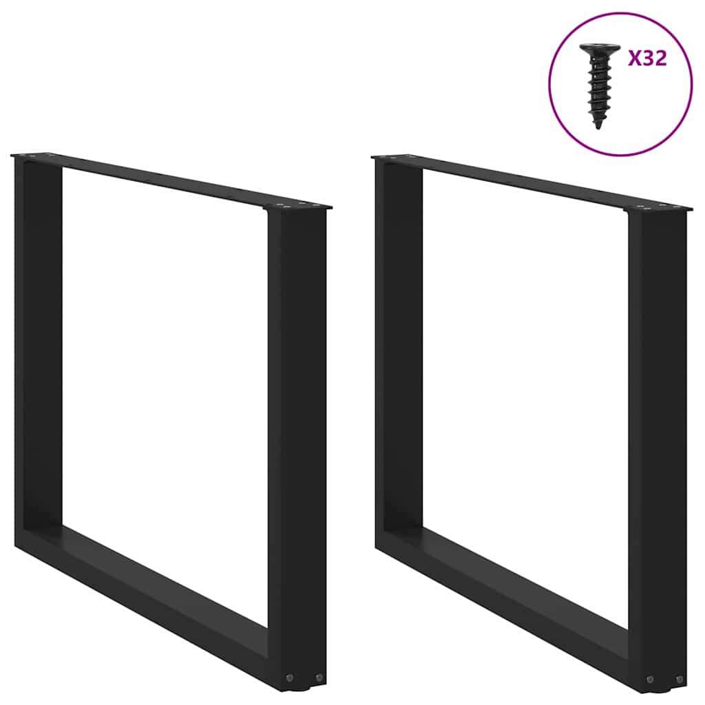 Spisebordben U-formet 2 stk svart 100x(72-73) cm stål