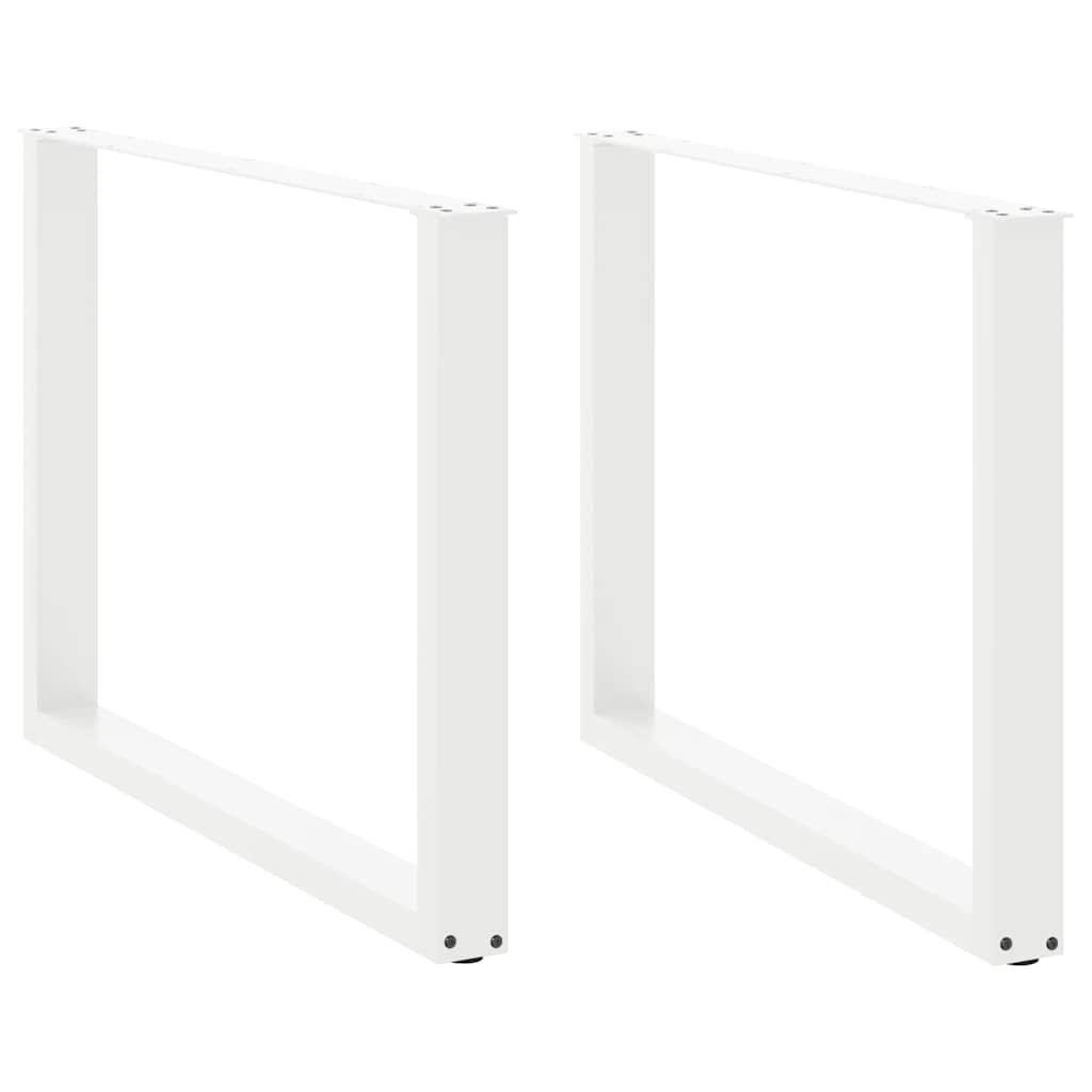 Spisebordben U-formet 2 stk hvit 100x(72-73) cm stål