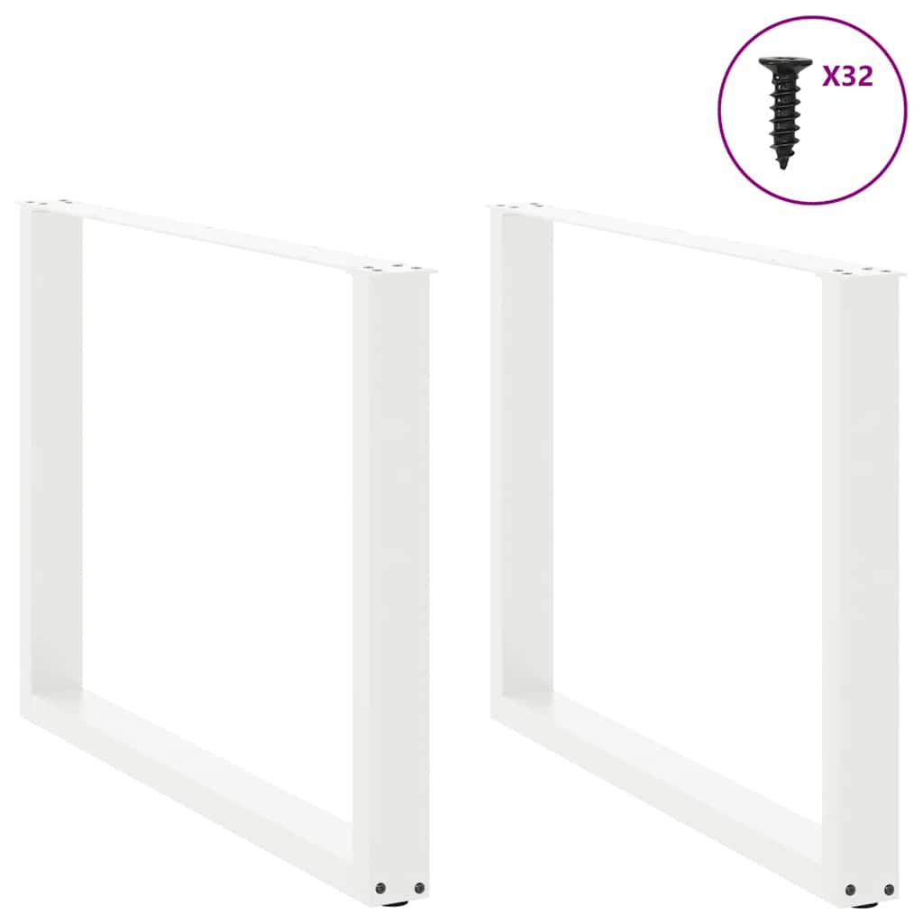 Spisebordben U-formet 2 stk hvit 100x(72-73) cm stål
