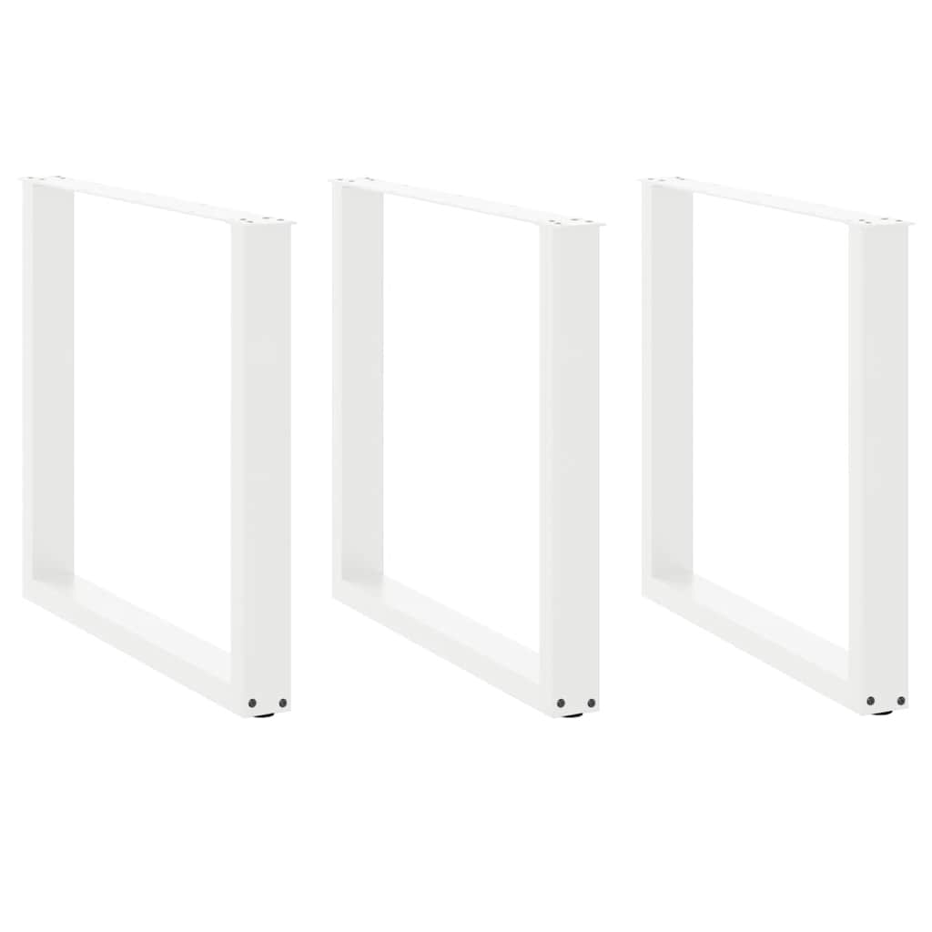 Spisebordben U-formet 3 stk hvit 90 x (72-73) cm stål