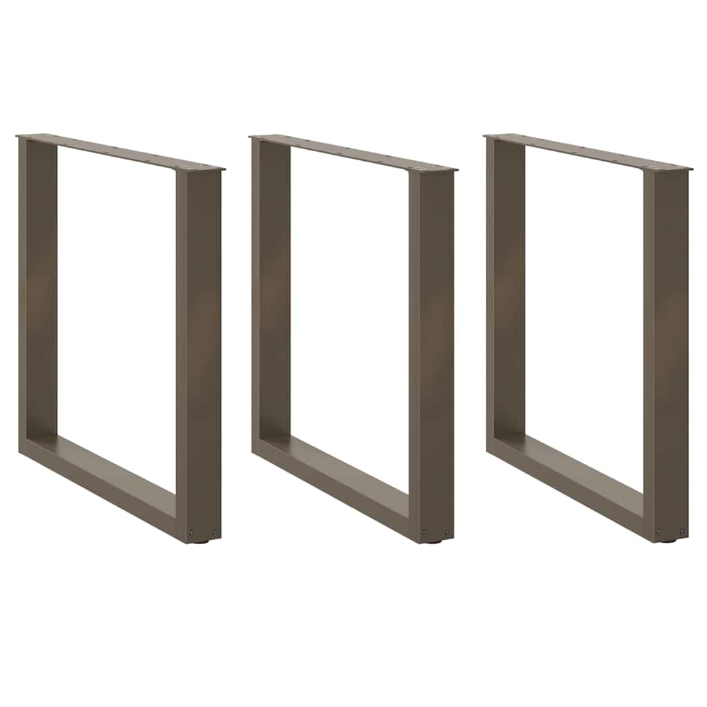 Spisebordben U-formet 3 stk naturstål 90 x (72-73) cm stål