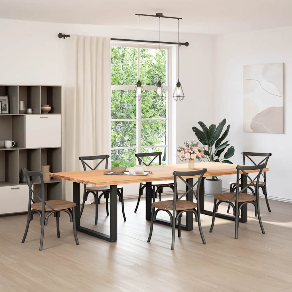 Spisebordben U-formet 3 Stk svart 100x(72-73) cm stål