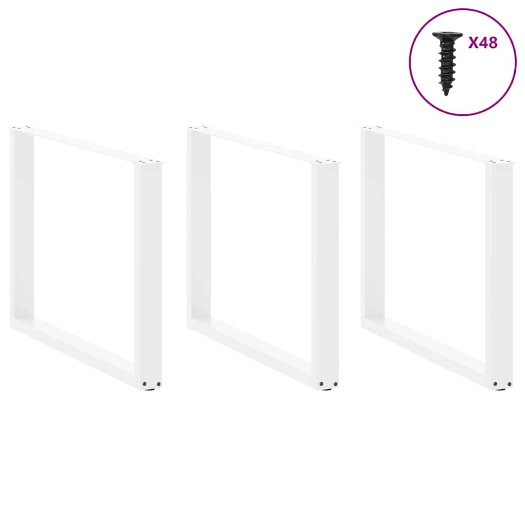 Spisebordben U-formet 3 Stk hvit 100x(72-73) cm stål