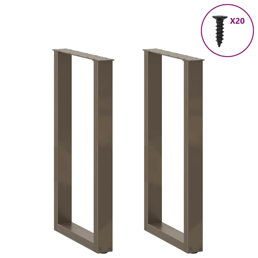 Barbordben U-formet 2 stk naturstål 40x(90-91) cm stål