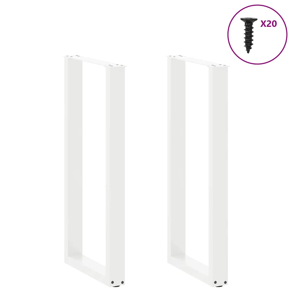 Barbordben U-formet 2 stk hvit 40x(100-101) cm stål