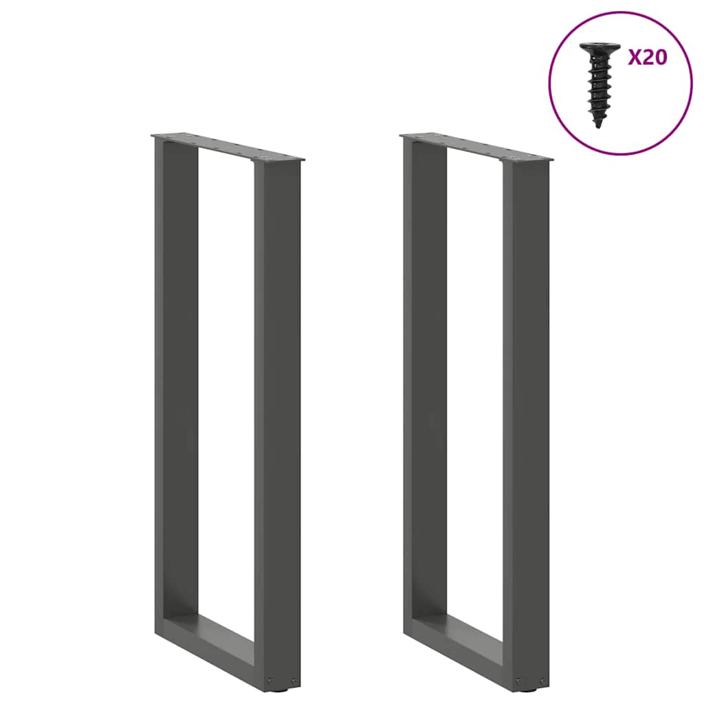 Barbordben U-formet 2 stk antrasitt 40x(100-101) cm stål