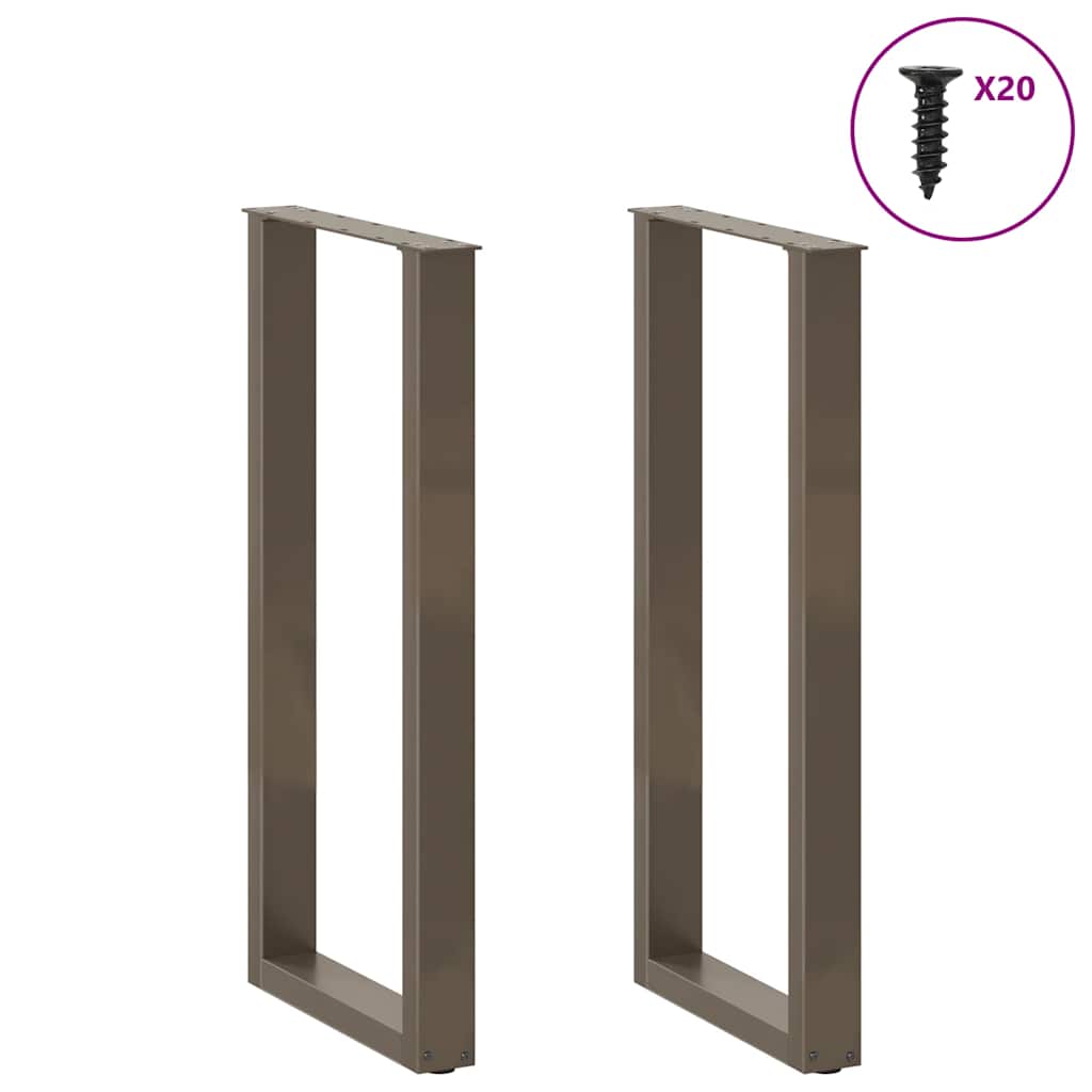 Barbordben U-formet 2 stk naturstål 40x(100-101) cm stål