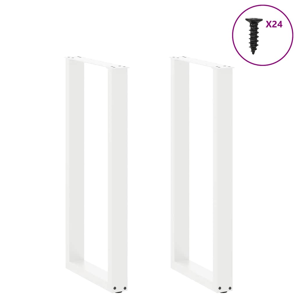 Barbordben U-formet 2 stk hvit 50x(100-101) cm stål
