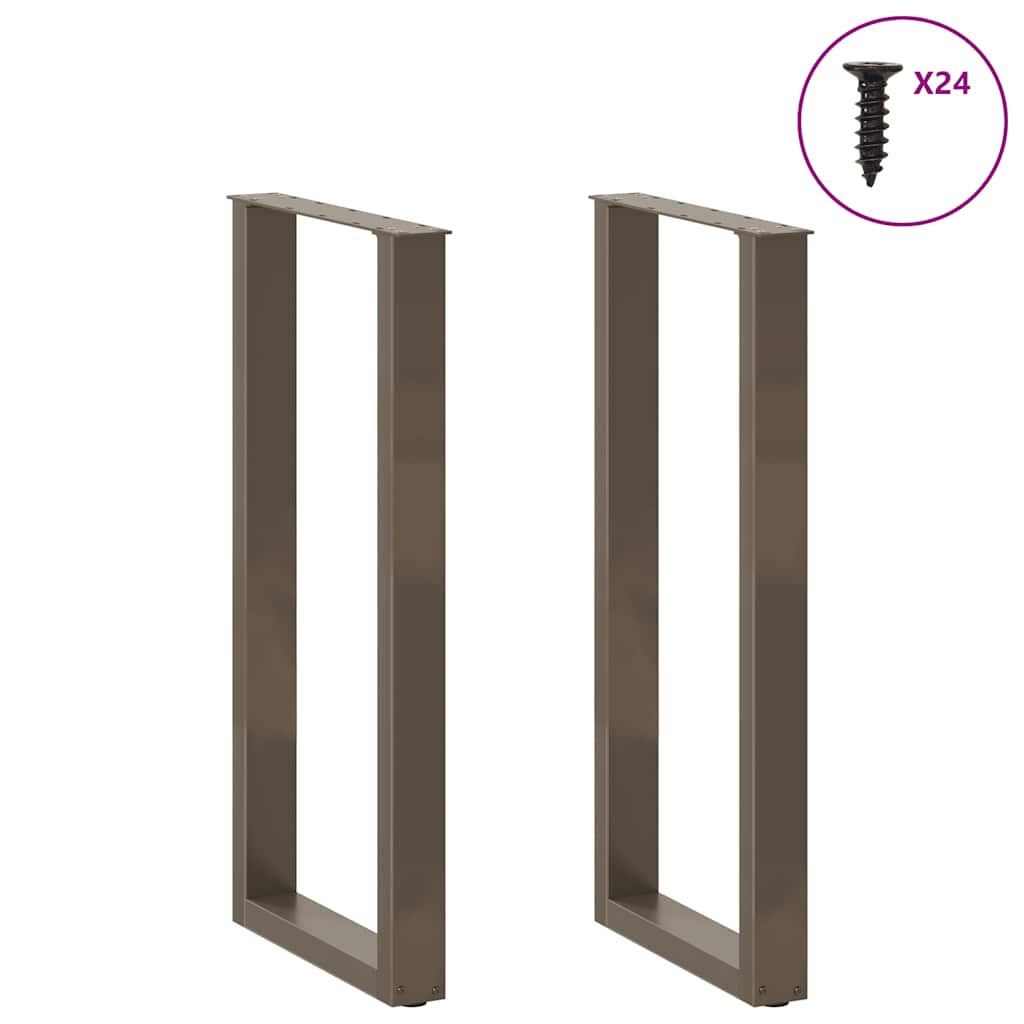 Barbordben U-formet 2 stk naturstål 50x(100-101) cm stål