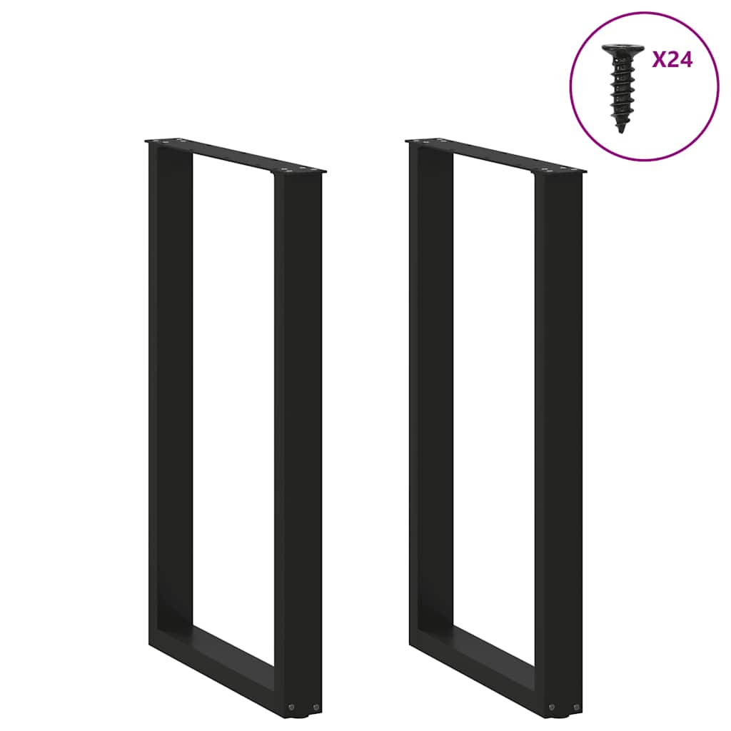 Barbordben U-formet 2 stk svart 60x(100-101) cm stål