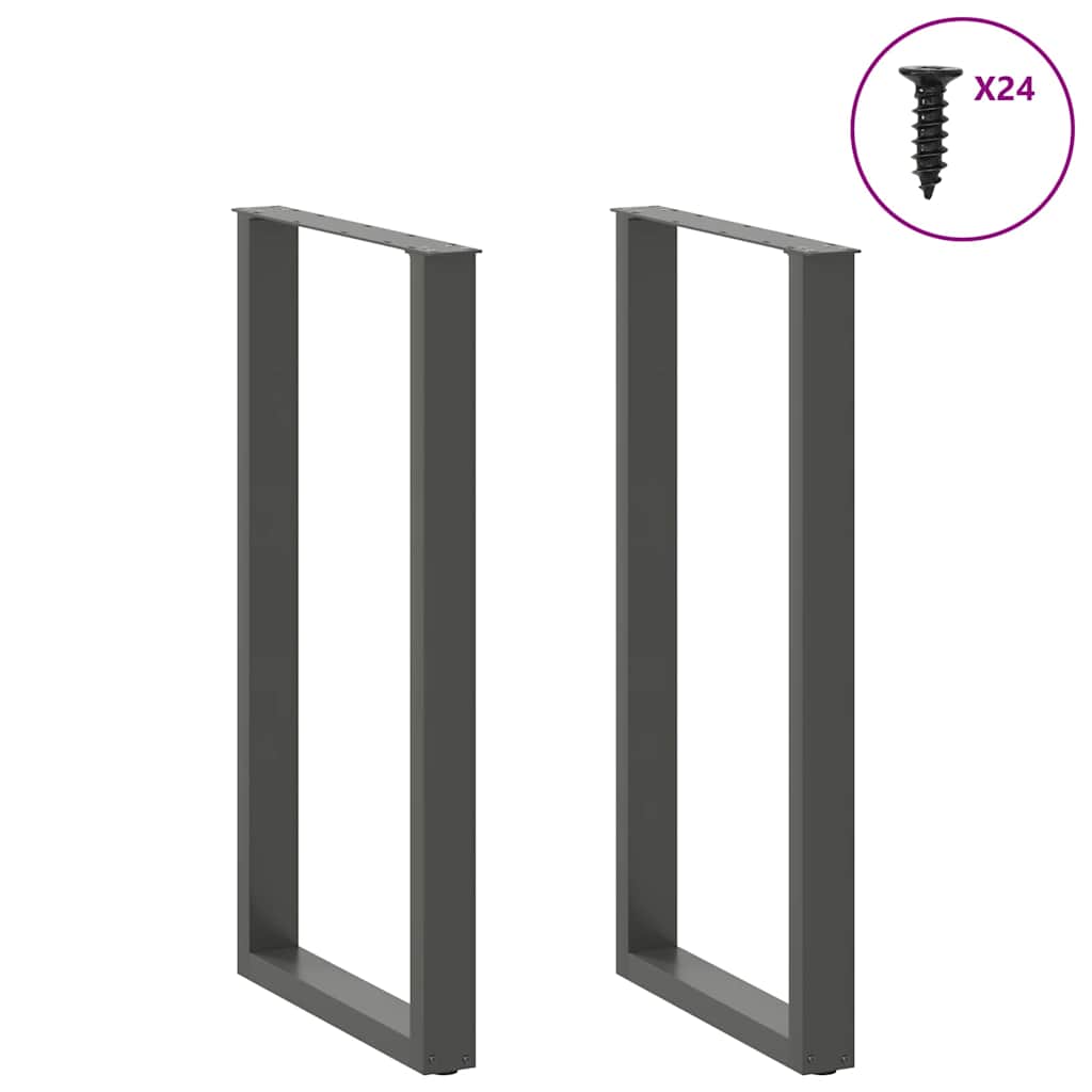 Barbordben U-formet 2 stk antrasitt 60x(110-111) cm stål