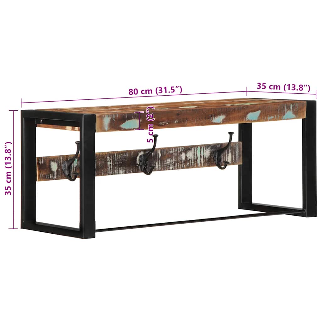 Knaggrekke flerfarget 80x35x35 cm gjenvunnet heltre