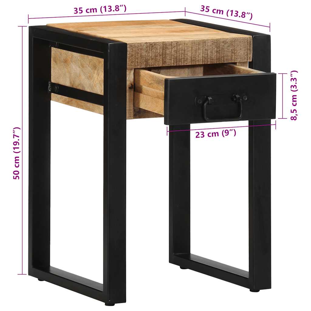 Sidebord 35x35x50 cm grovt heltre mango