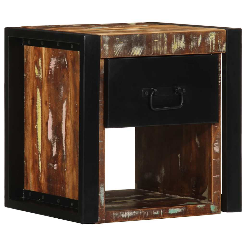 Nattbord flerfarget 40x35x40 cm gjenvunnet heltre