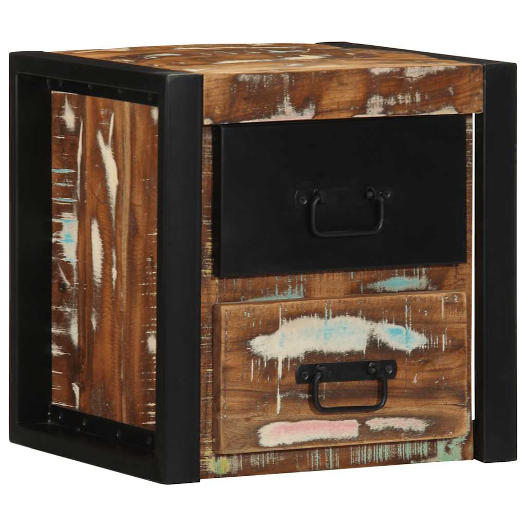 Nattbord 2 stk flerfarget 40x35x40 cm gjenvunnet heltre
