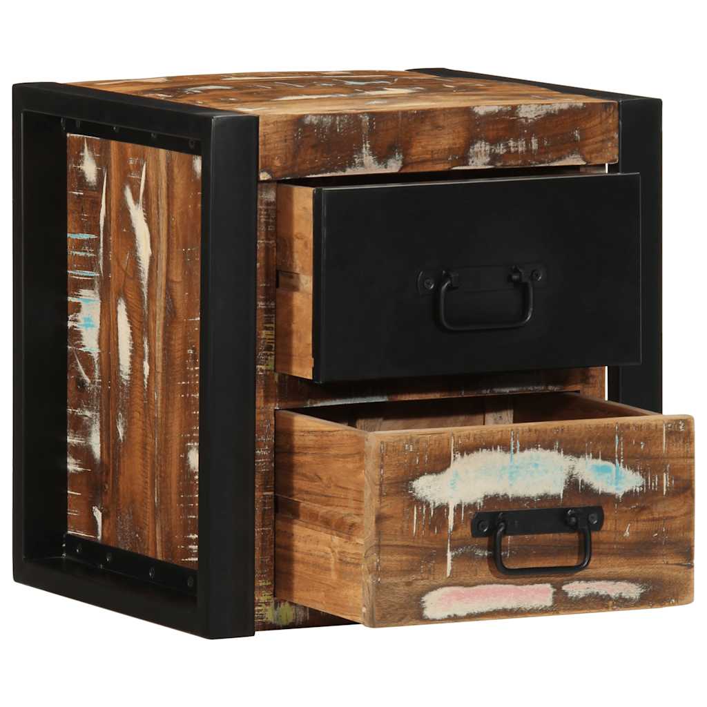 Nattbord 2 stk flerfarget 40x35x40 cm gjenvunnet heltre
