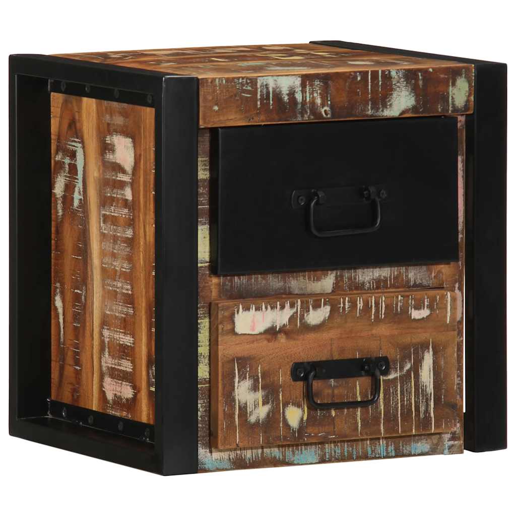 Nattbord 2 stk flerfarget 40x35x40 cm gjenvunnet heltre