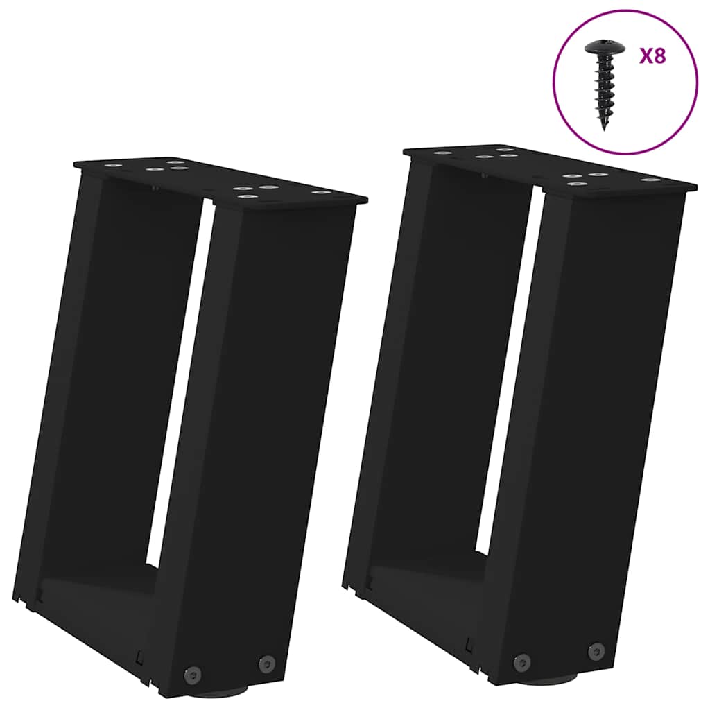 Salongbordben U-formet 2 stk svart 30x(30-31) cm stål