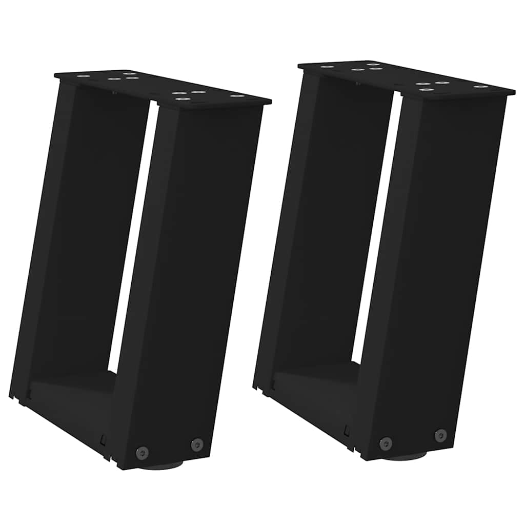 Salongbordben U-formet 2 stk svart 30x(30-31) cm stål