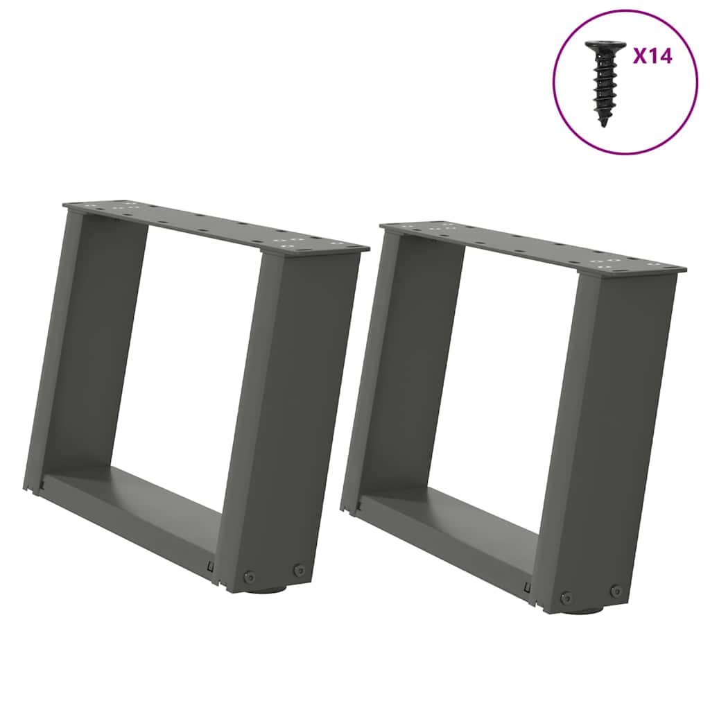 Salongbordben U-formet 2 stk antrasitt 40x(30-31) cm stål