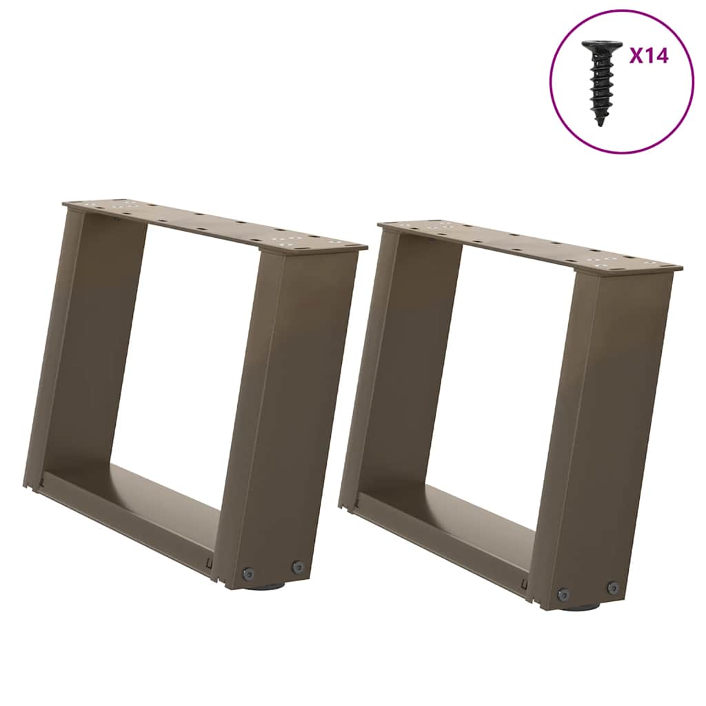Salongbordben U-formet 2 stk naturstål 40x(30-31) cm stål