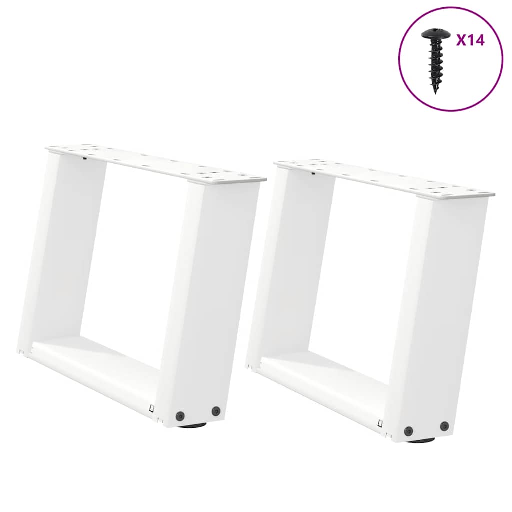 Salongbordben U-formet 2 stk hvit 50x(30-31) cm stål