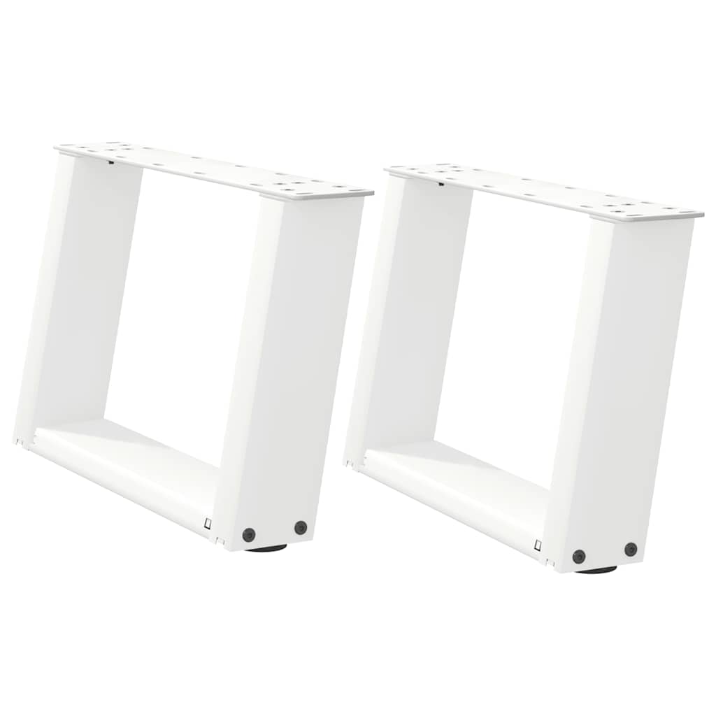 Salongbordben U-formet 2 stk hvit 50x(30-31) cm stål