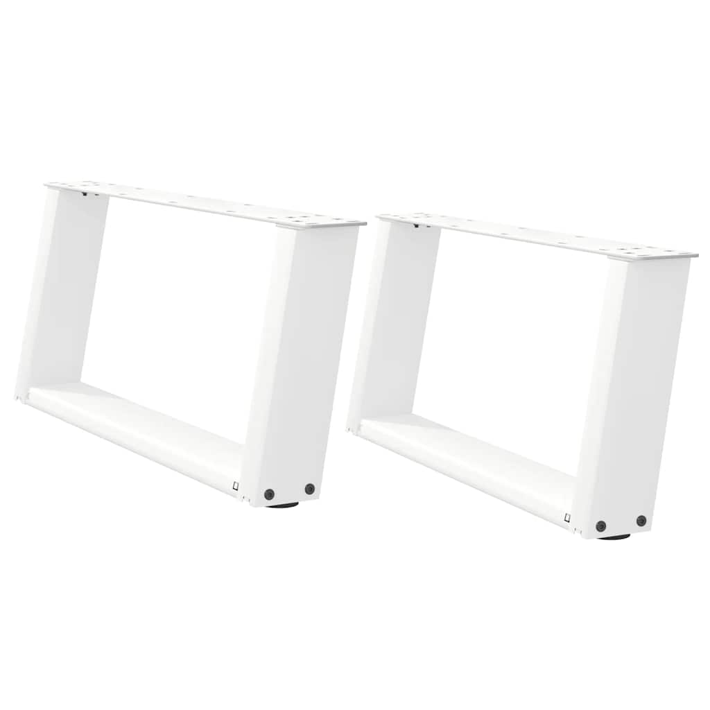 Salongbordben U-formet 2 stk hvit 60x(30-31) cm stål