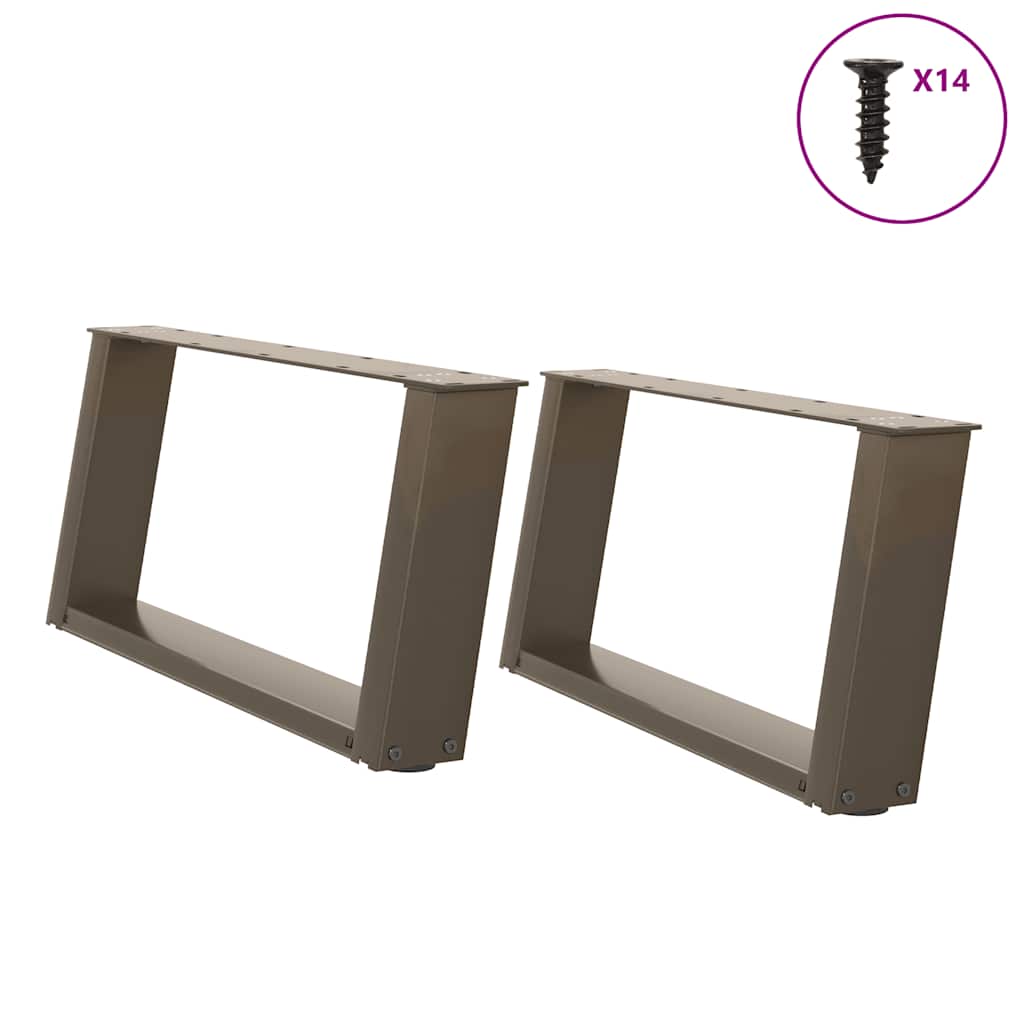 Salongbordben U-formet 2 stk naturstål 60 x (30-31) cm stål