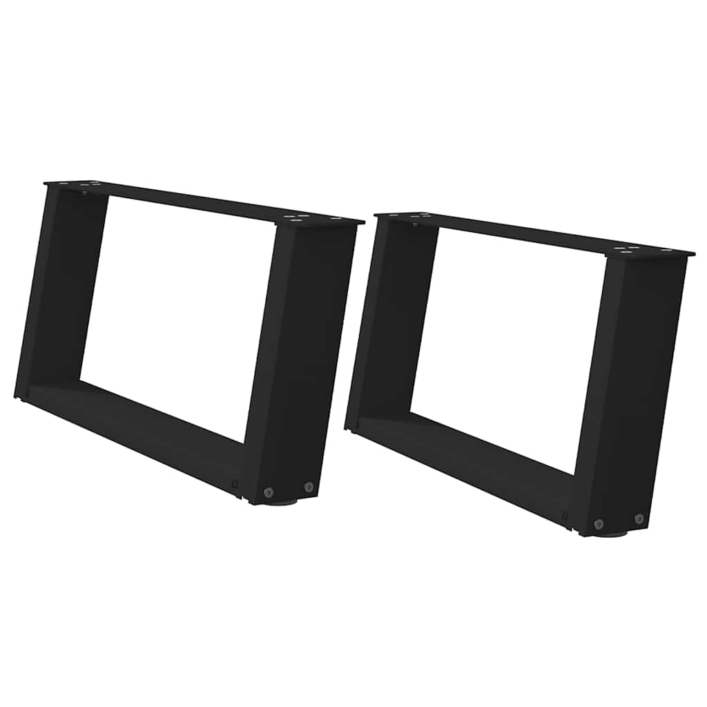 Salongbordben U-formet 2 stk svart 70 x (30-31) cm stål