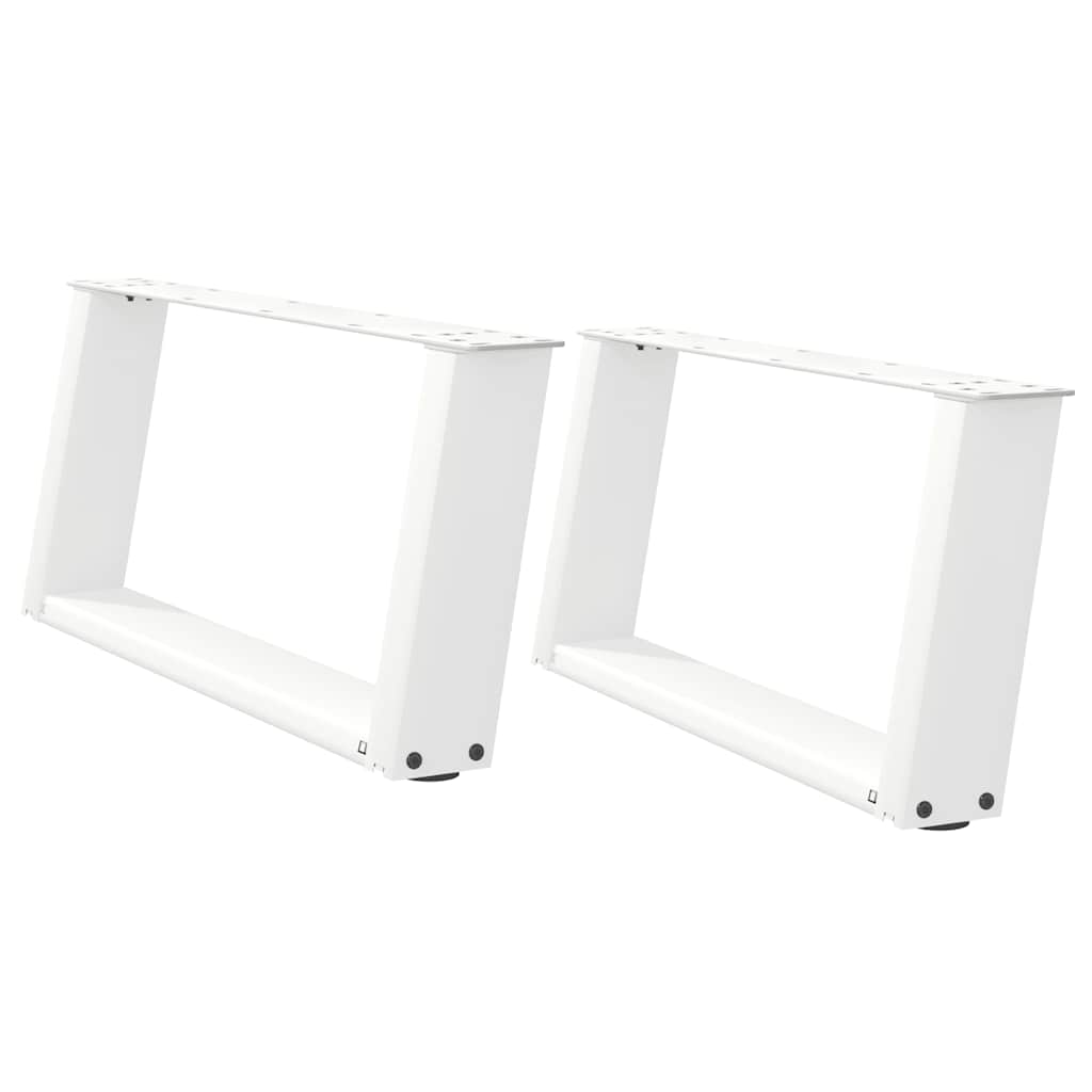 Salongbordben U-formet 2 stk hvit 70x(30-31) cm stål