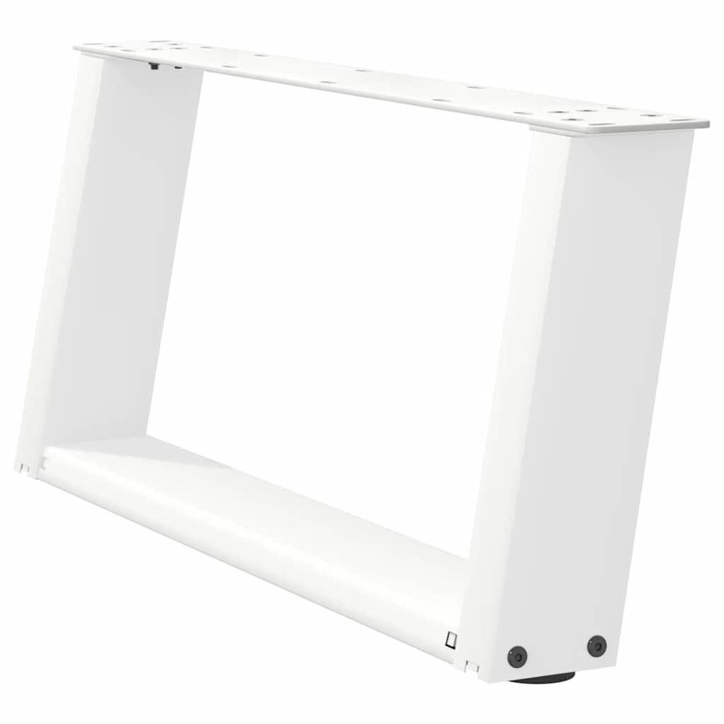Salongbordben U-formet 2 stk hvit 70x(30-31) cm stål