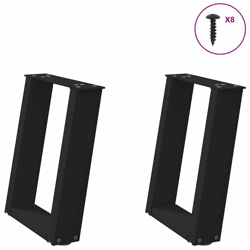 Salongbordben U-formet 2 stk svart 28 x (42-43) cm stål