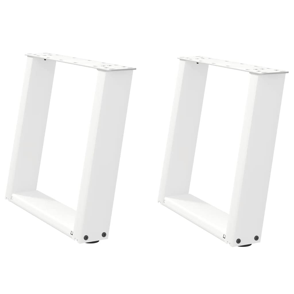 Salongbordben U-formet 2 stk hvit 50x(42-43) cm stål vidaXL