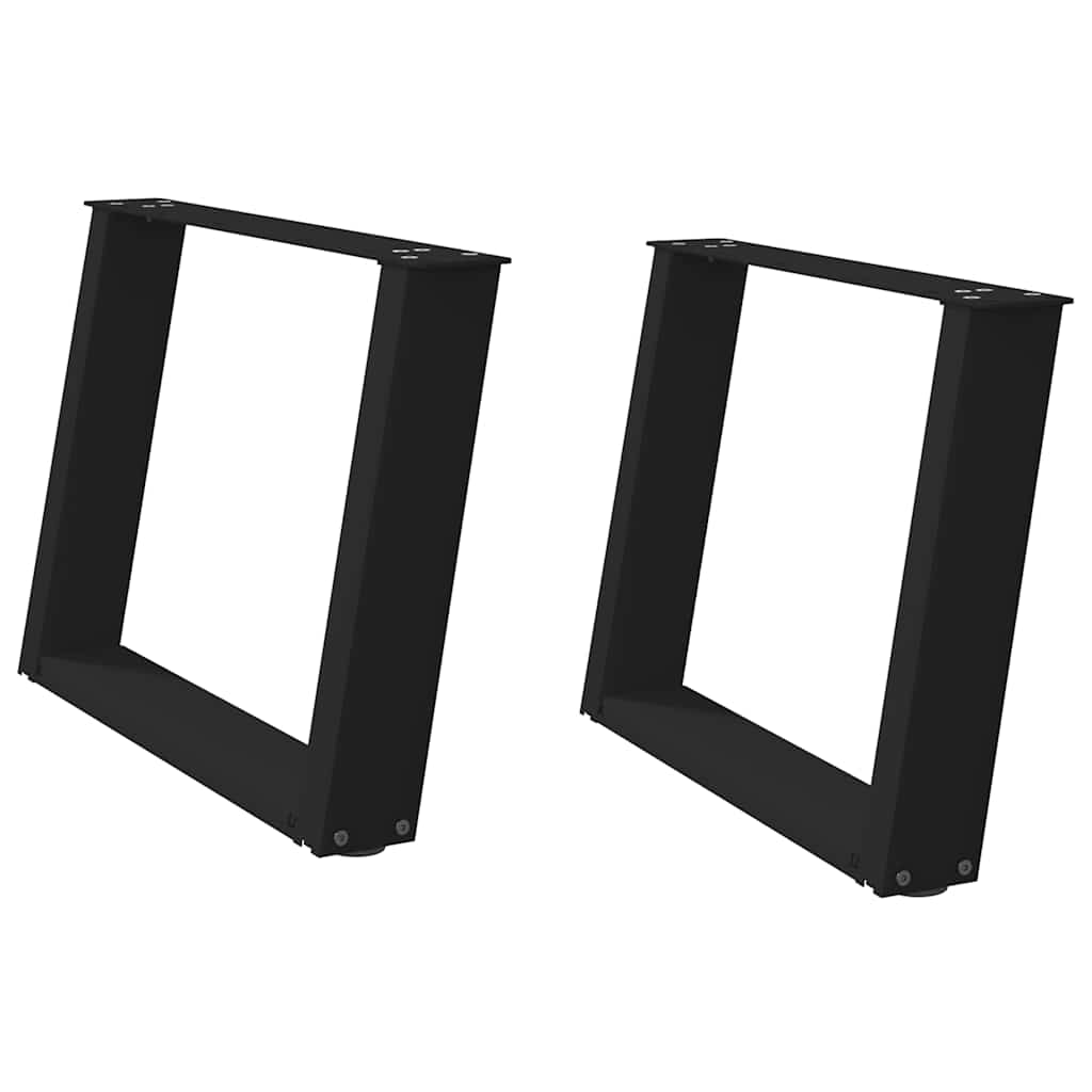 Salongbordben U-formet 2 stk svart 60 x (42-43) cm stål
