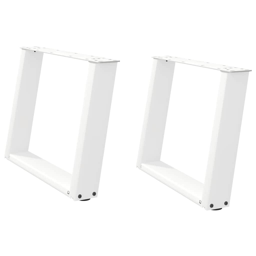 Salongbordben U-formet 2 stk hvit 60 x (42-43) cm stål