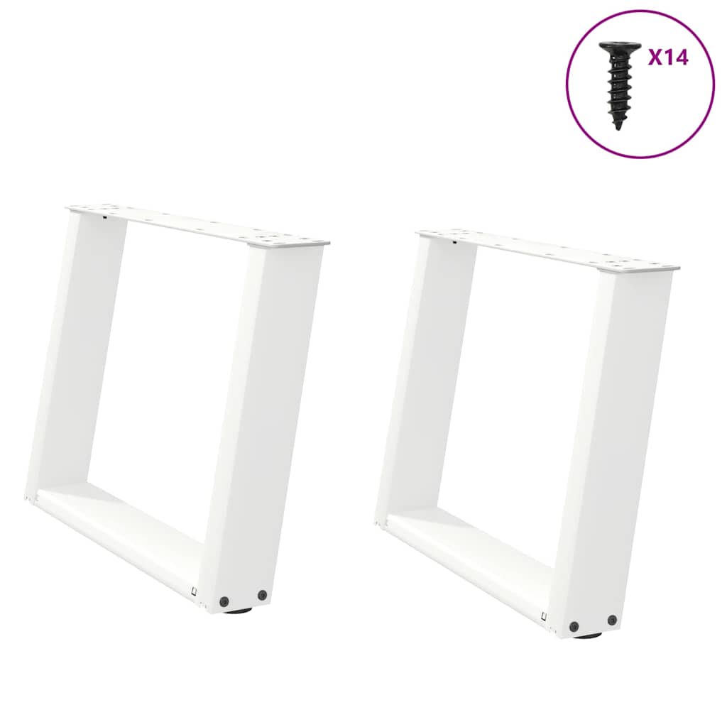 Salongbordben U-formet 2 stk hvit 70 x (42-43) cm stål
