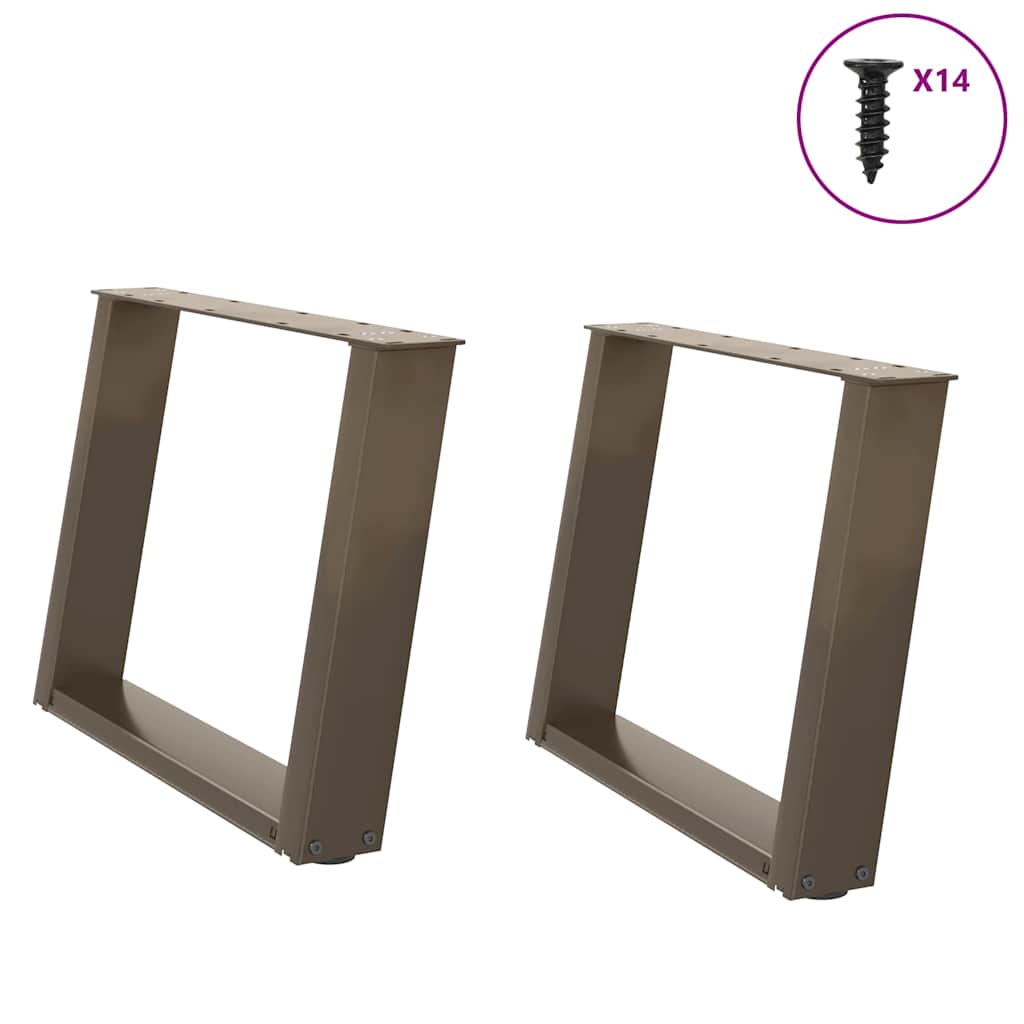 Salongbordben U-formet 2 stk naturstål 70 x (42-43) cm stål