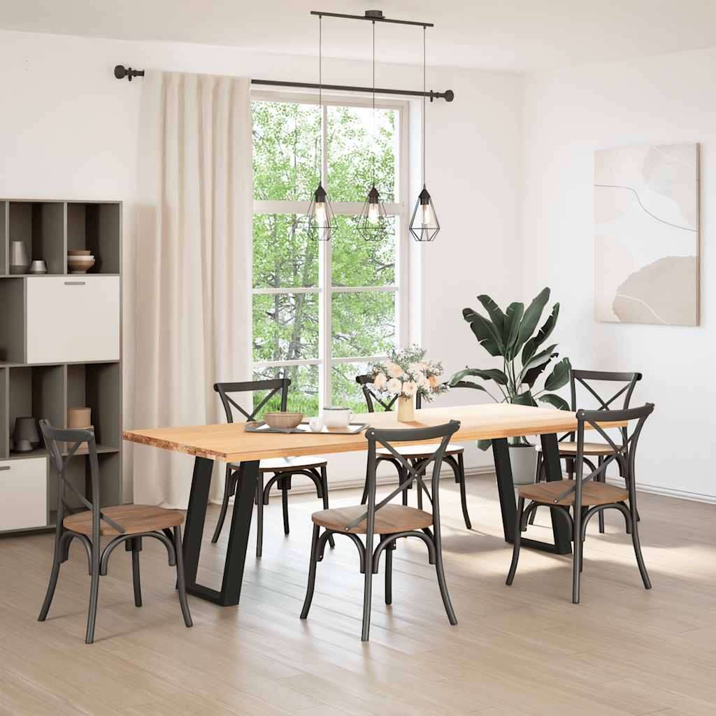 Spisebordben U-formet 2 stk svart 50x(72-73) cm stål