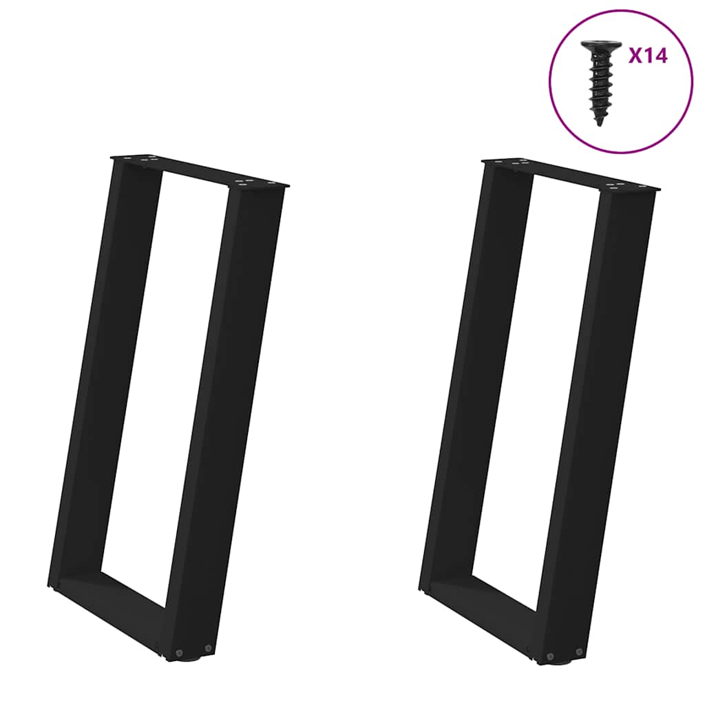 Spisebordben U-formet 2 stk svart 60 x (72-73) cm stål