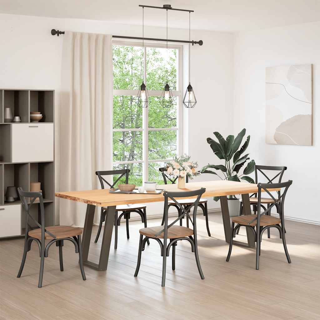 Spisebordben U-formet 2 stk naturstål 60 x (72-73) cm stål