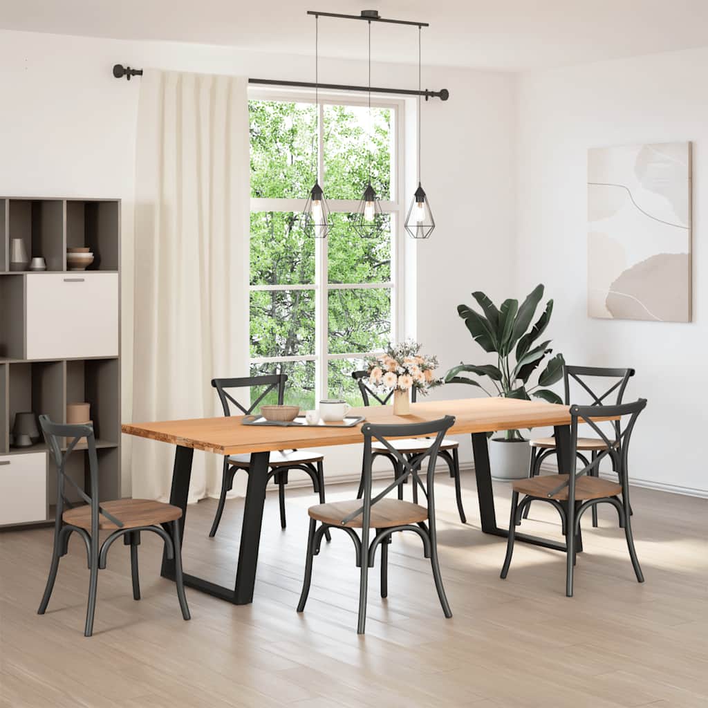 Spisebordben U-formet 2 stk svart 70 x (72-73) cm stål