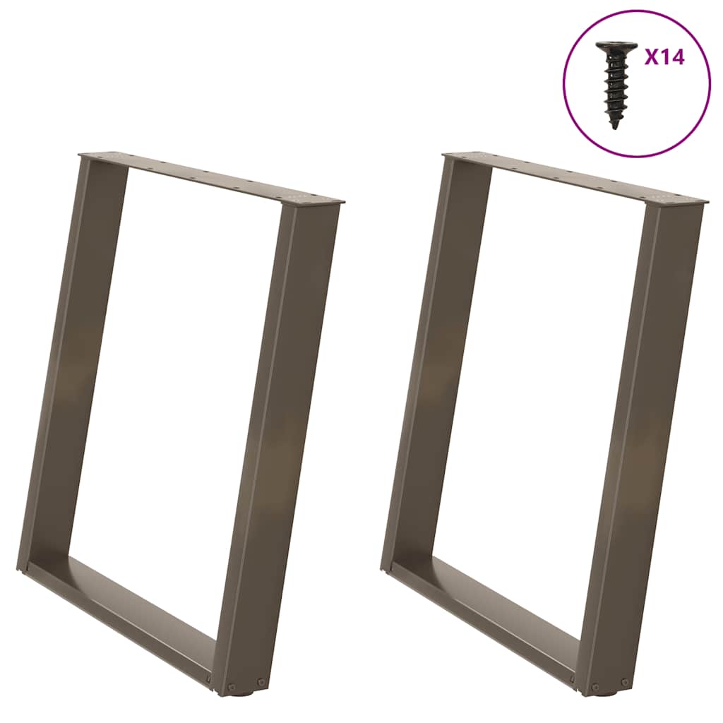 Spisebordben U-formet 2 stk naturstål 70 x (72-73) cm stål