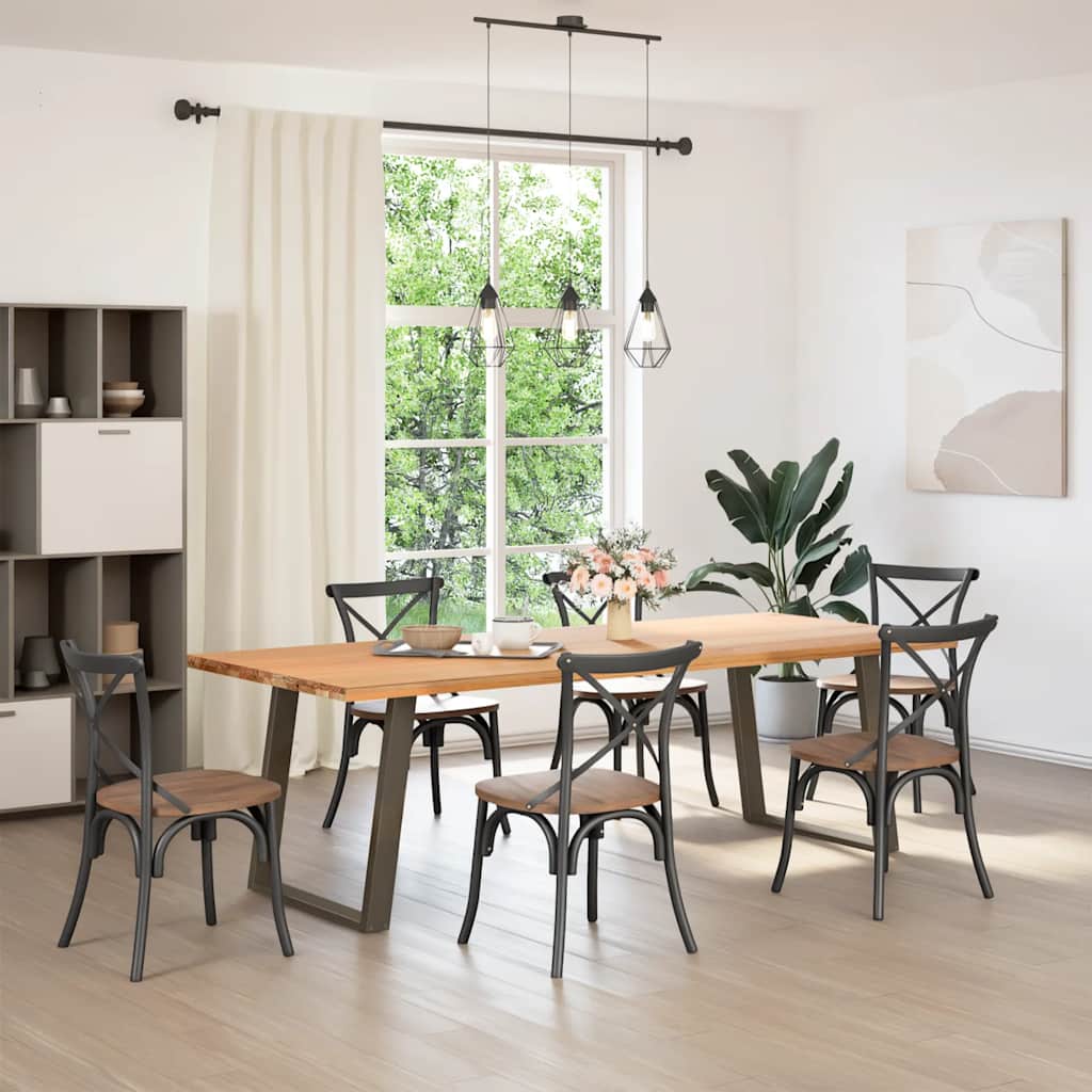 Spisebordben U-formet 2 stk naturstål 70 x (72-73) cm stål