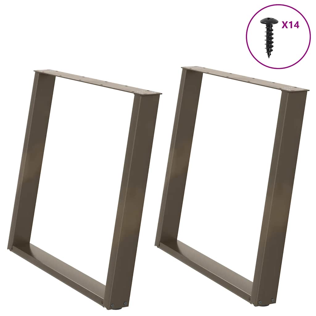 Spisebordben U-formet 2 stk naturstål 90 x (72-73) cm stål