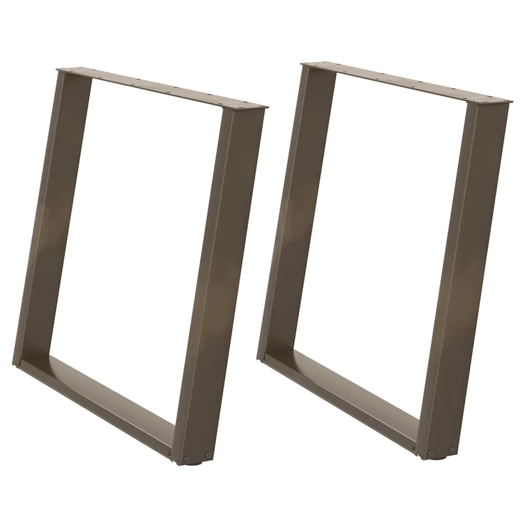 Spisebordben U-formet 2 stk naturstål 90 x (72-73) cm stål